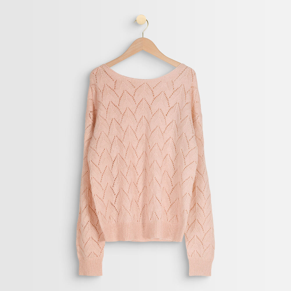 Agathe powder-coloured openwork jumper poudre.