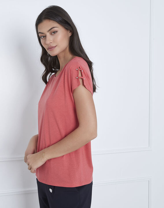 Palmbeach pink T-shirt with shoulder detailing | 1-2-3 Palmbeach pink T-shirt with shoulder detailing PhotoZ | 1-2-3