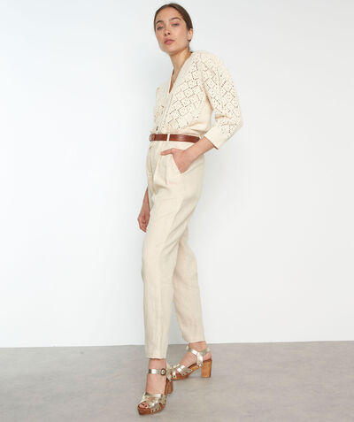 SIRENE beige sustainable linen chino trousers PhotoZ | 1-2-3