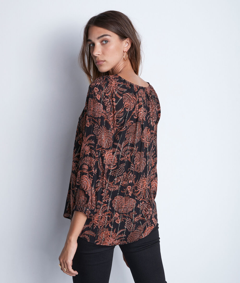 Tolly black and orange printed loose-fitting blouse PhotoZ | 1-2-3