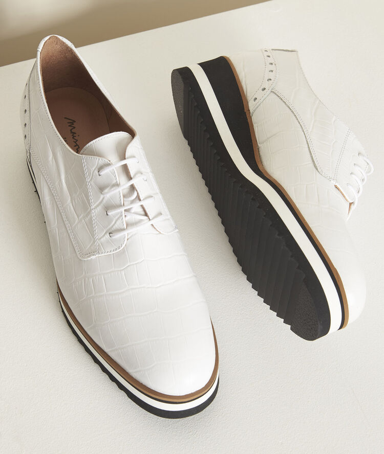 Naelle white platform sole derby shoes white.