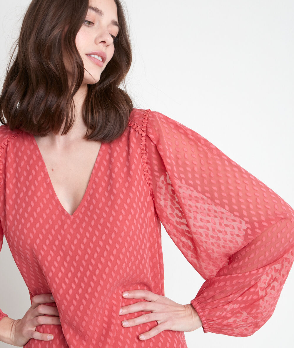 Marcia coral plumetis dress corail.