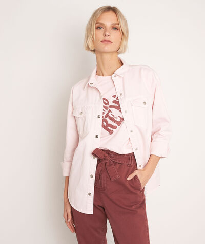 Marta pale pink organic cotton T-shirt with slogan PhotoZ | 1-2-3