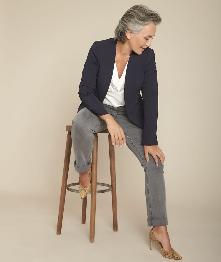 Sonia, the original 123 straight-leg marl jeans mid chine.