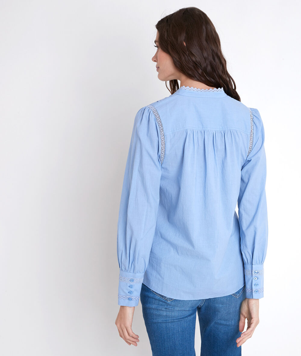 Johana lavender embroidered cotton blouse lavande.