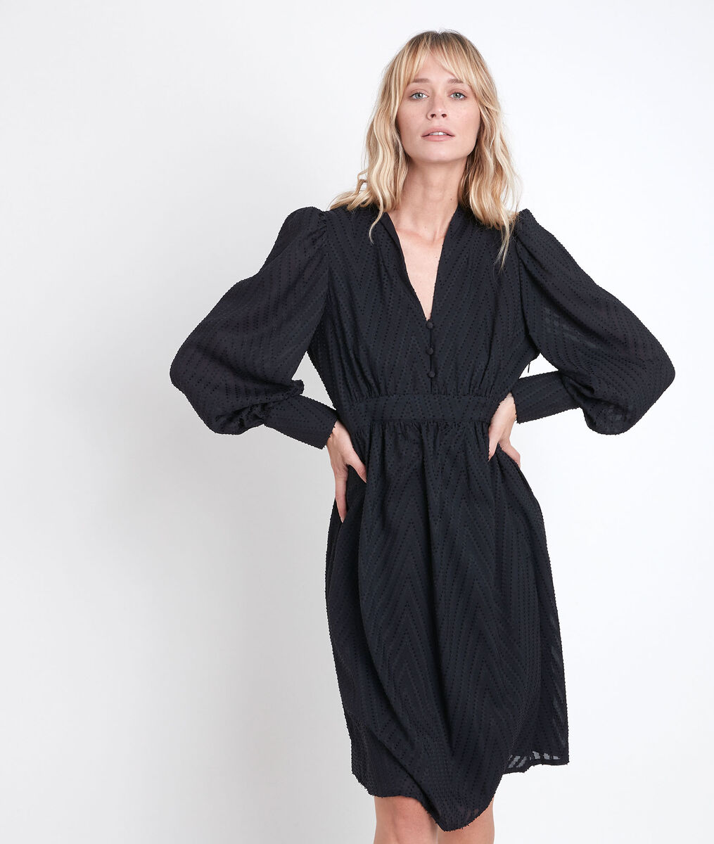 Corinne fit and flare dress with puff sleeves | 1-2-3 Corinne fit and flare dress with puff sleeves PhotoZ | 1-2-3