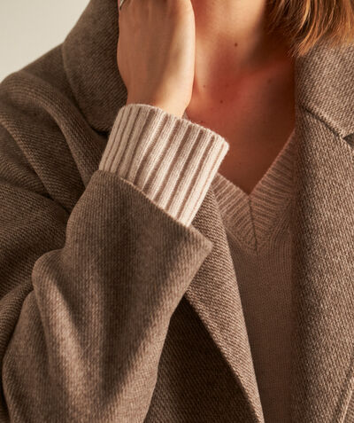 Mado dark taupe mid-length wool coat PhotoZ | 1-2-3
