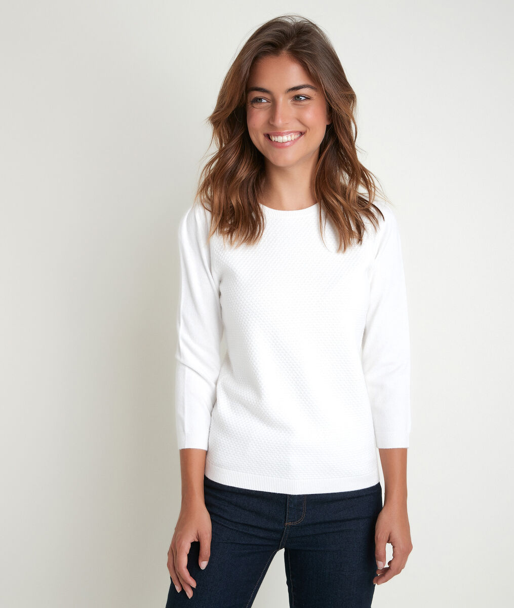 Rimel ecru honeycomb pullover | 1-2-3 Rimel ecru honeycomb pullover PhotoZ | 1-2-3