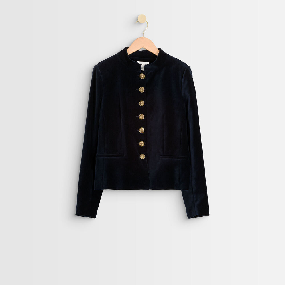 Tang navy velvet officer-style jacket marine.