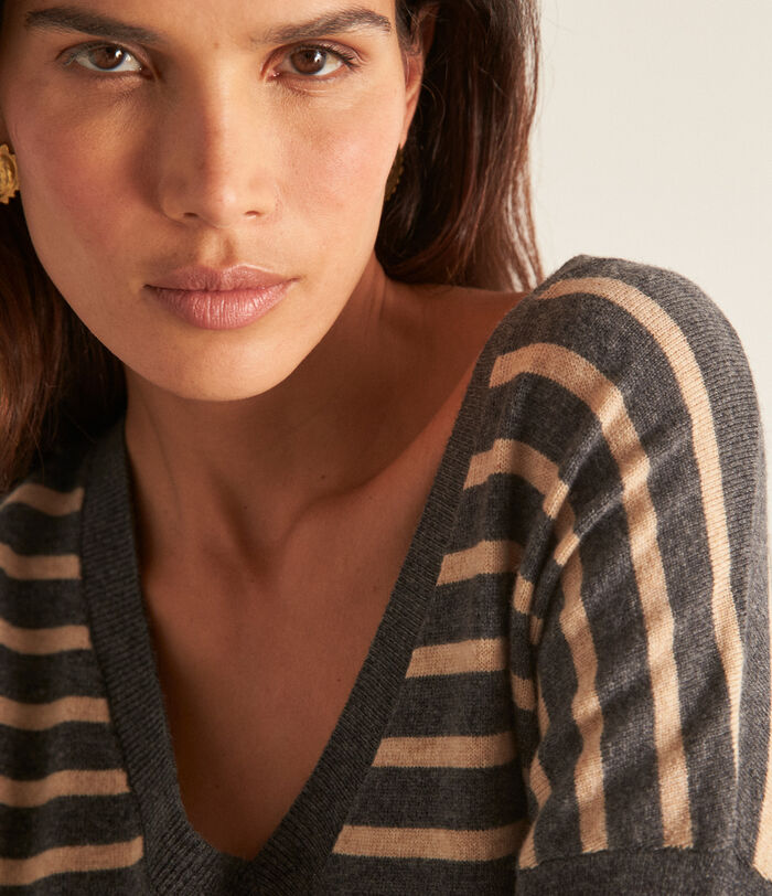 Bradley grey responsible wool and cashmere striped jumper PhotoZ | 1-2-3