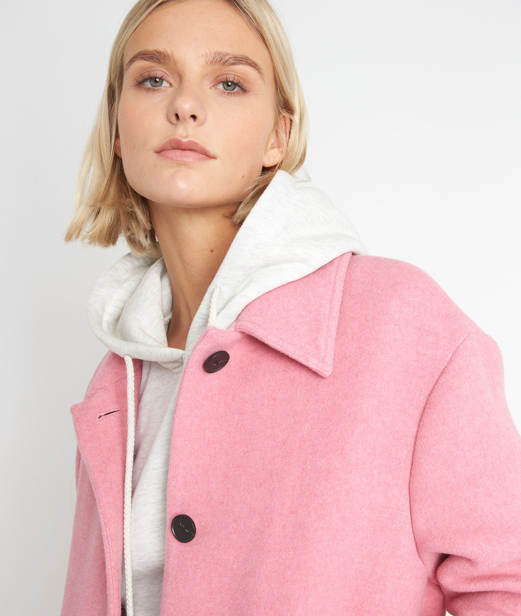 pink wool peacoat