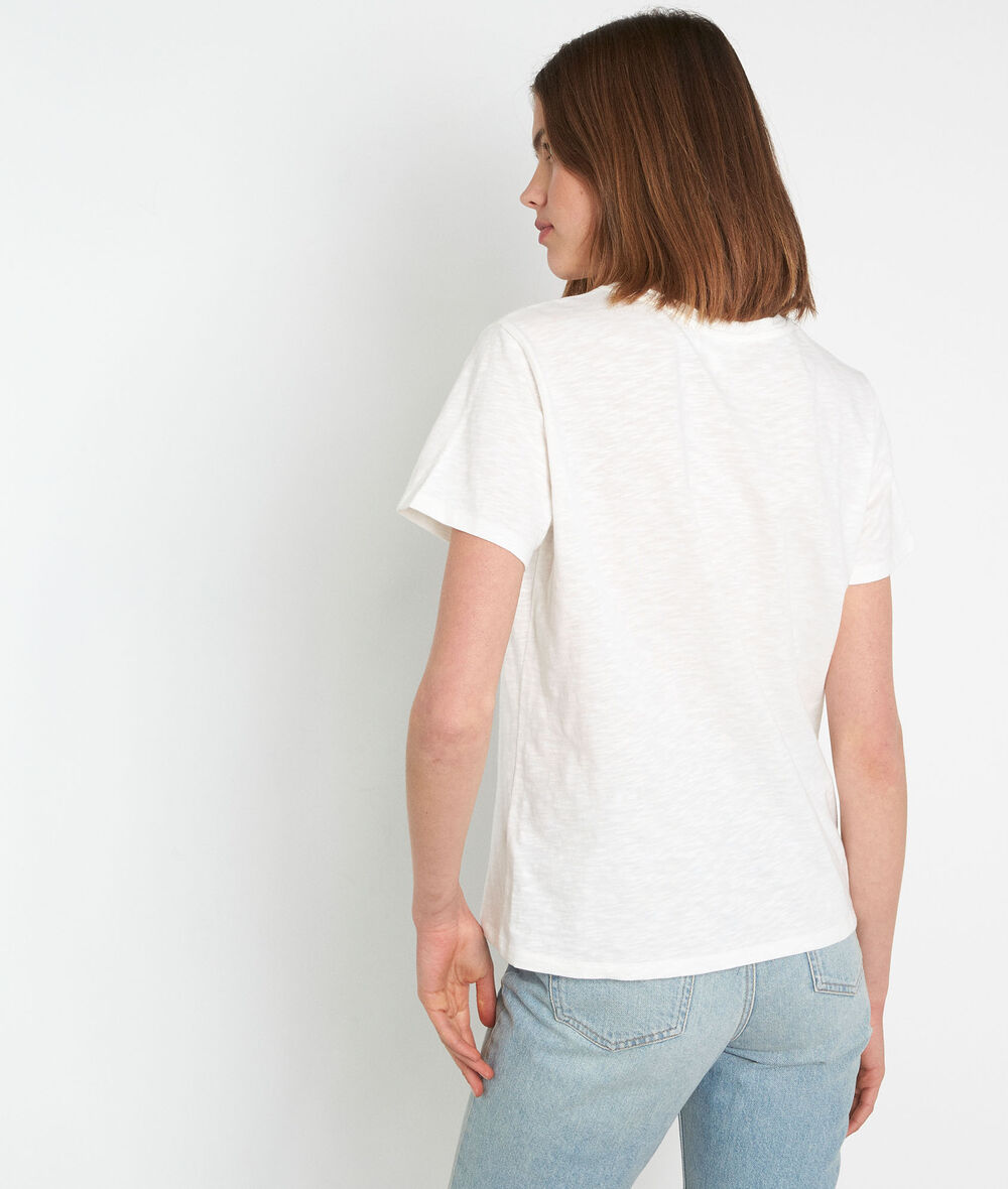 MATT ecru cotton slogan T-shirt PhotoZ | 1-2-3