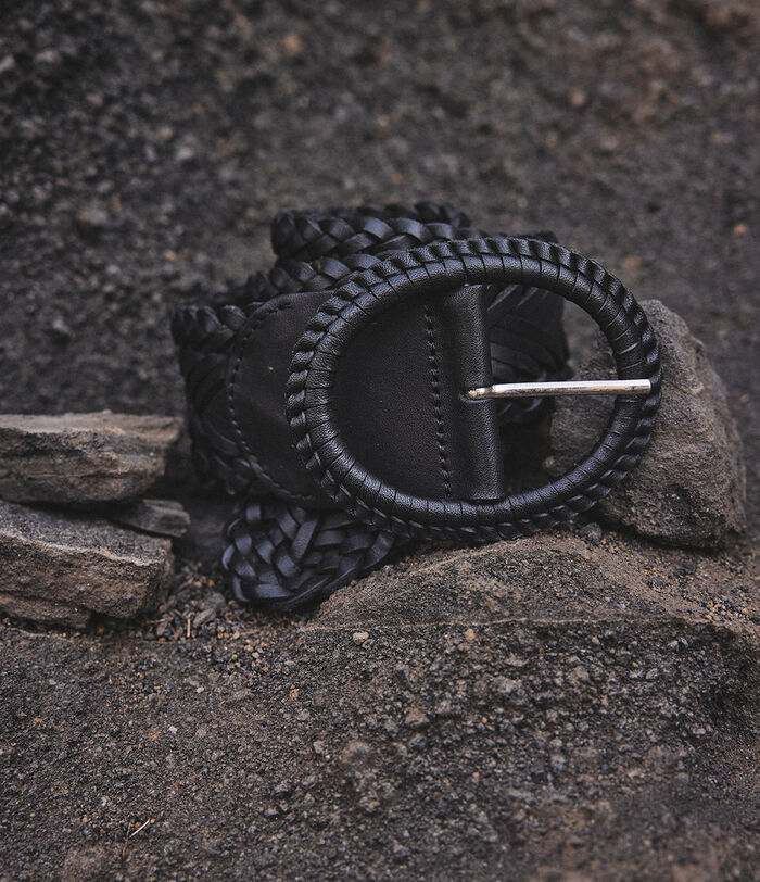 Bill wide black braided leather belt PhotoZ | 1-2-3