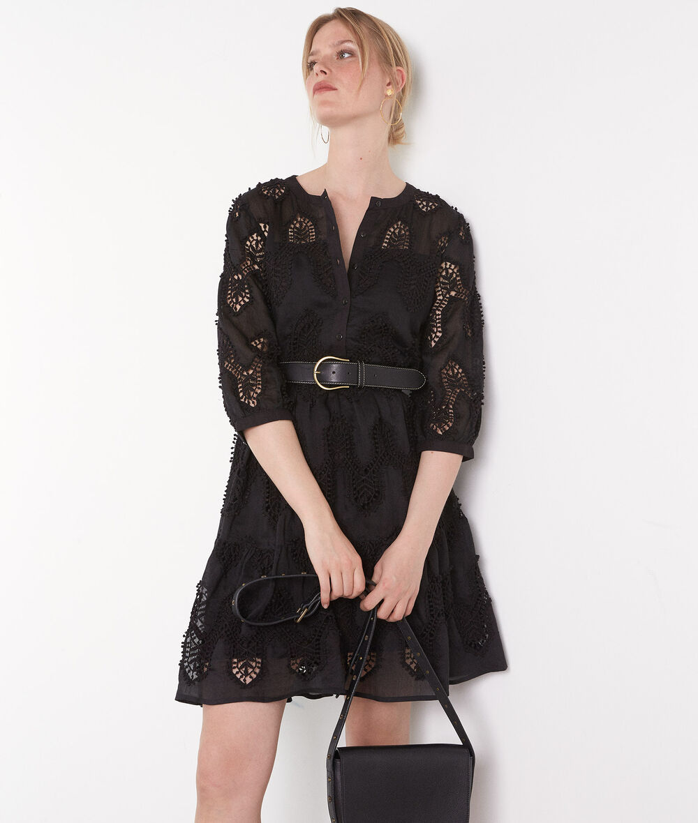 Océane black openwork short lace dress PhotoZ | 1-2-3