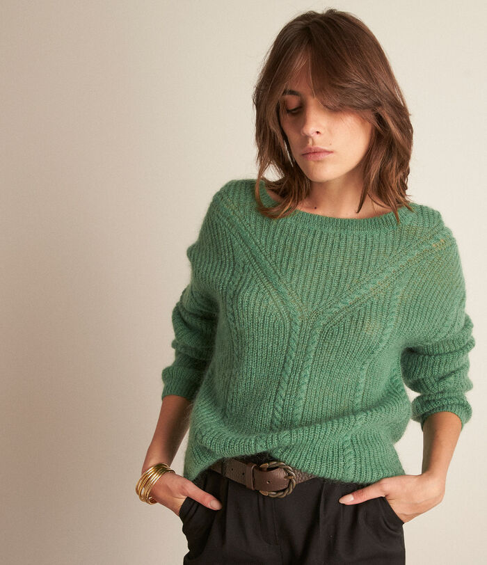 Bianca green wool and mohair oversize pullover PhotoZ | 1-2-3