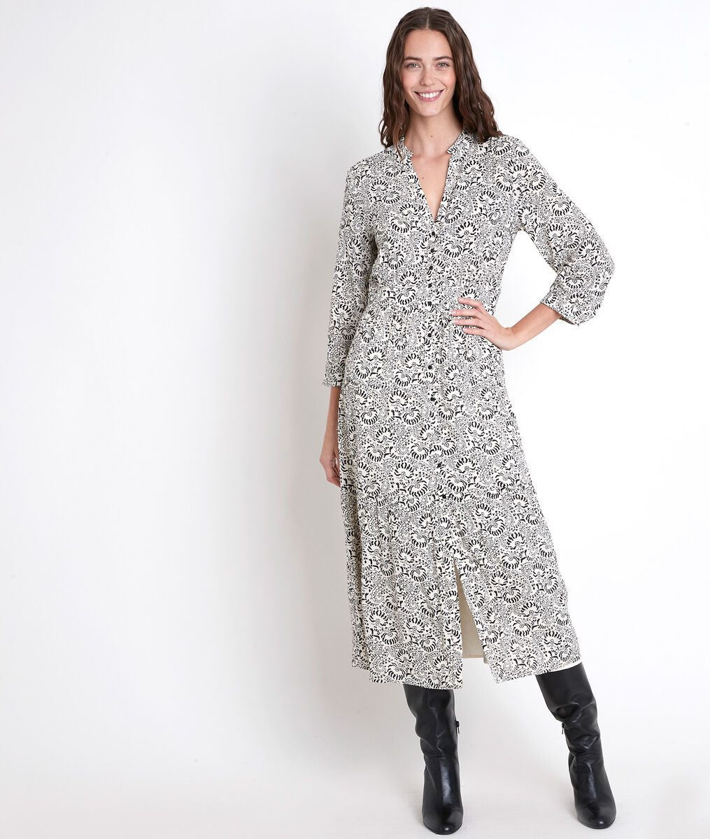CAROLA ecru printed maxi dress | 1-2-3 CAROLA ecru printed maxi dress PhotoZ | 1-2-3