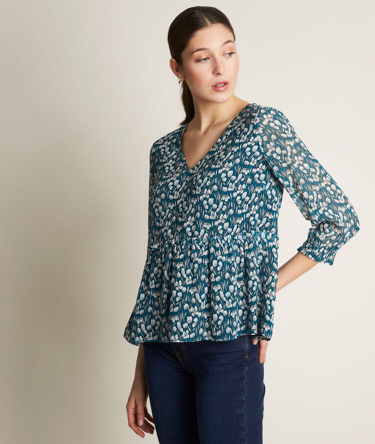 Esmee printed blouse turquoise.