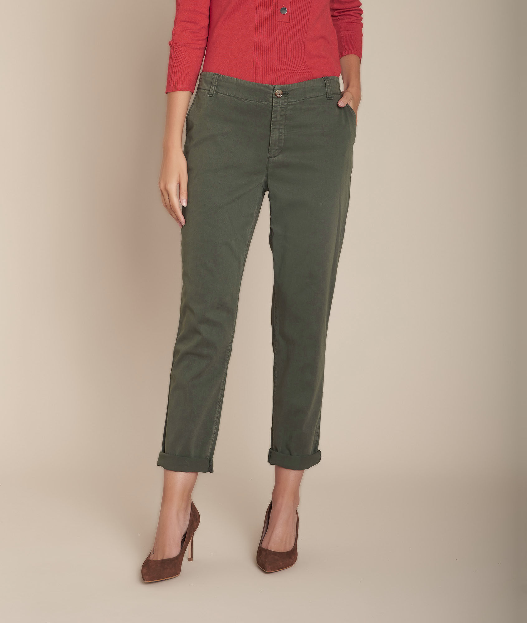 khaki cigarette trousers