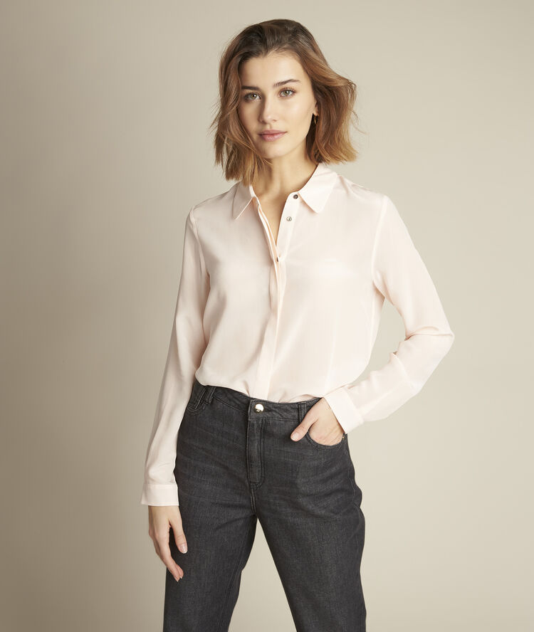 Maelle beige silk shirt nude.