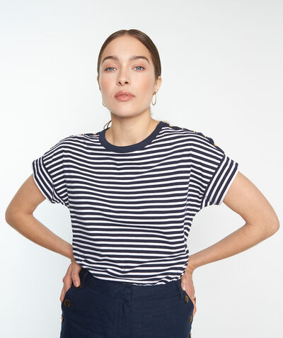 Marina navy striped cotton T-shirt PhotoZ | 1-2-3