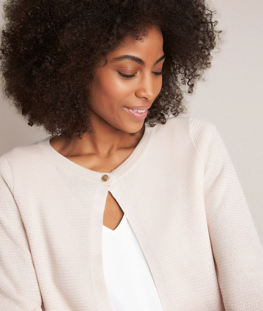 Dakota nude cropped cardigan nude.