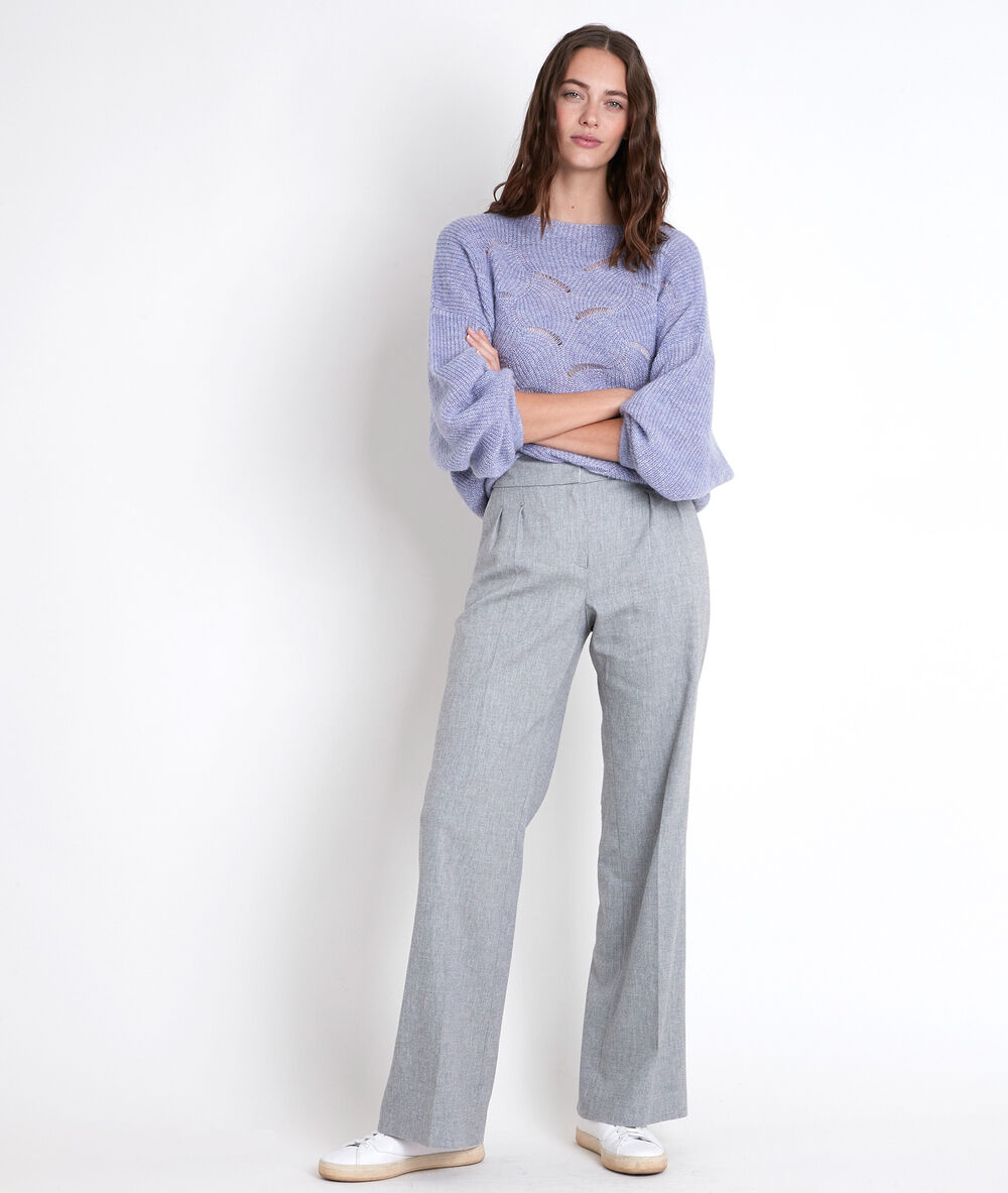 Galaxy heather grey wide-leg trousers gris chine.
