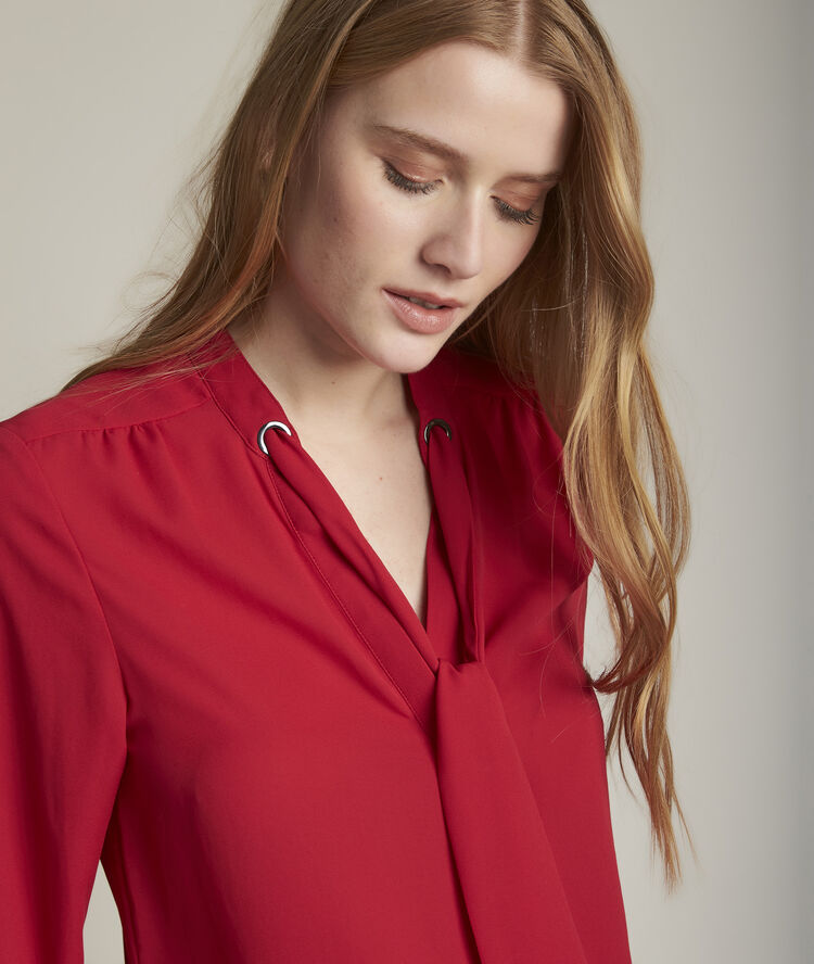 Valence red tie-neck blouse light fuscia.
