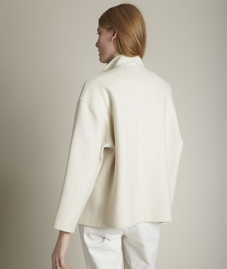 Sally short double-face fabric coat greige.