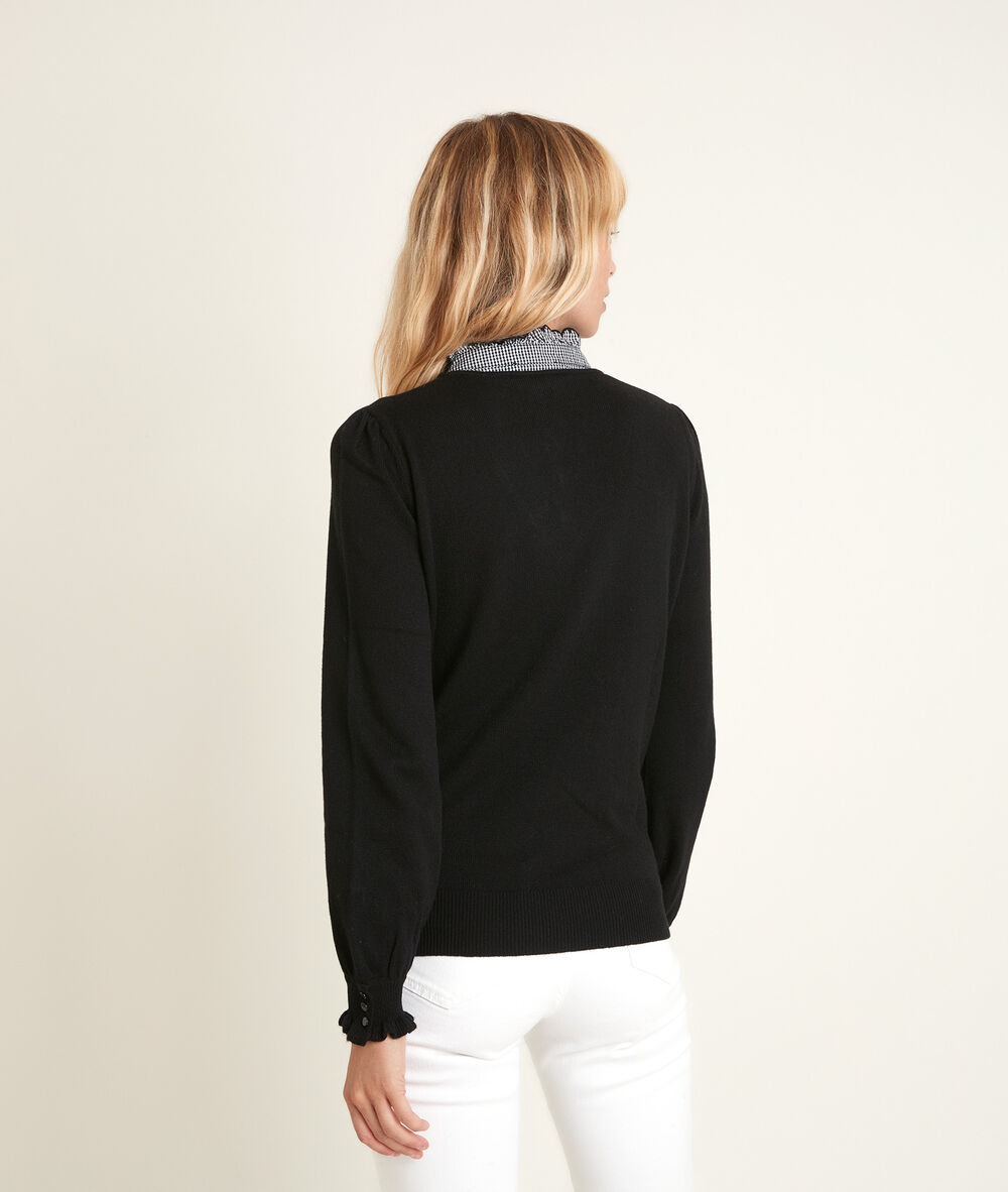 Reverso pullover with decorative collar noir.