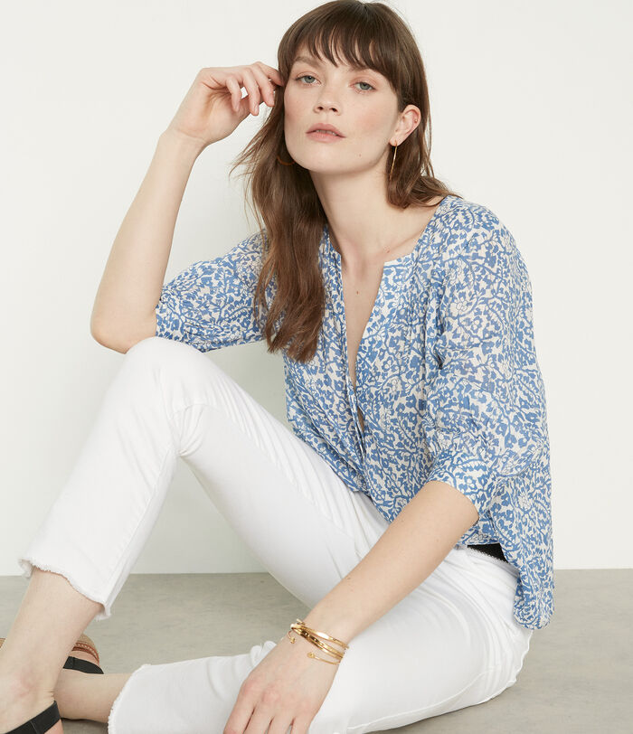 Loana sky-blue printed blouse 