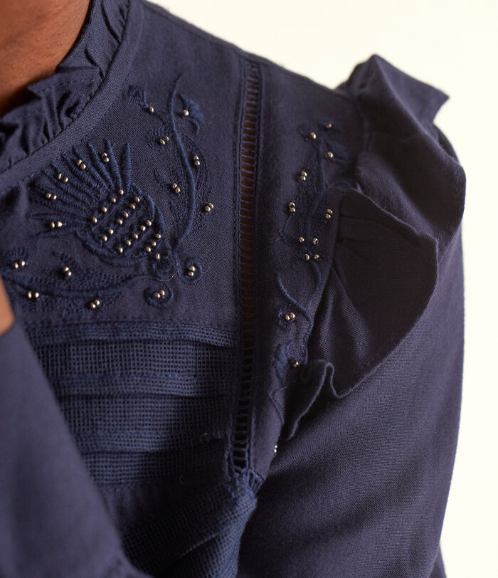 Crissy navy cotton blouse PhotoZ | 1-2-3