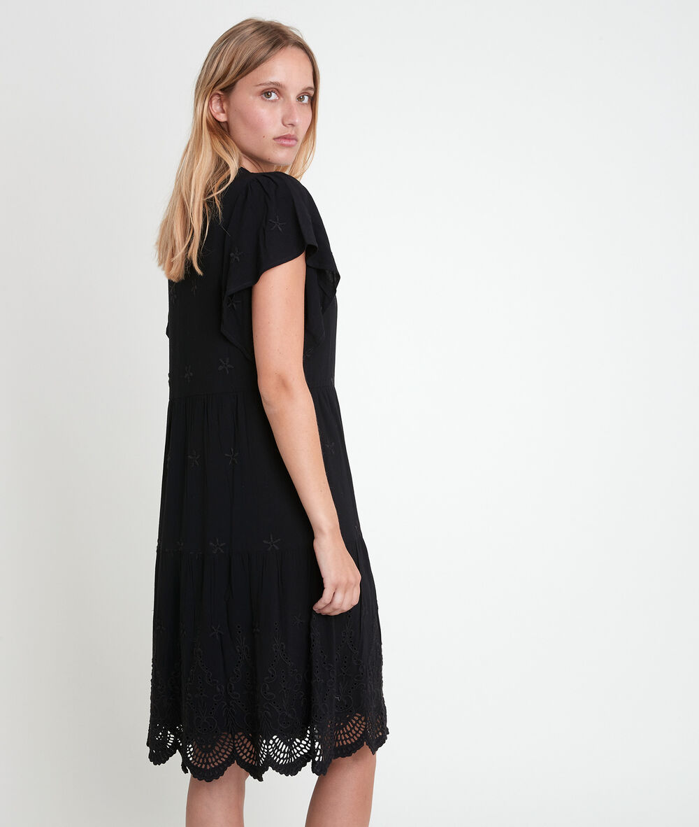 Loumea black embroidered dress noir.