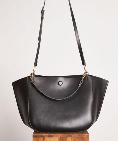 Charlotte large black leather half-moon bag PhotoZ | 1-2-3