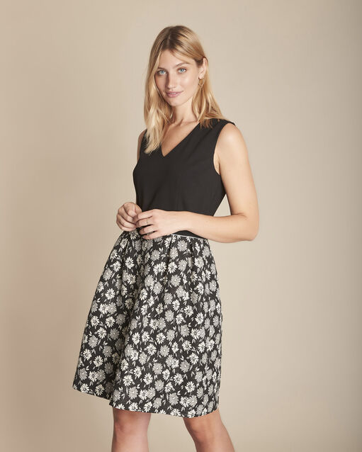 Robyn floral print dual-fabric corolla dress (2) - Maison 123