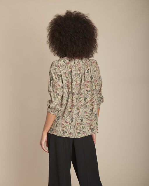 Mina khaki floral print blouse kaki.