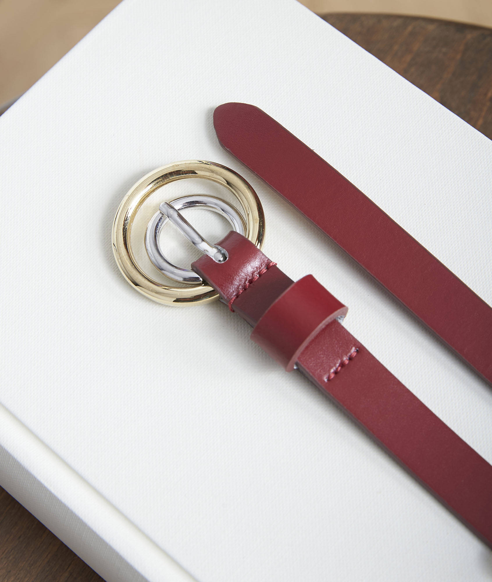 double buckle leather belt