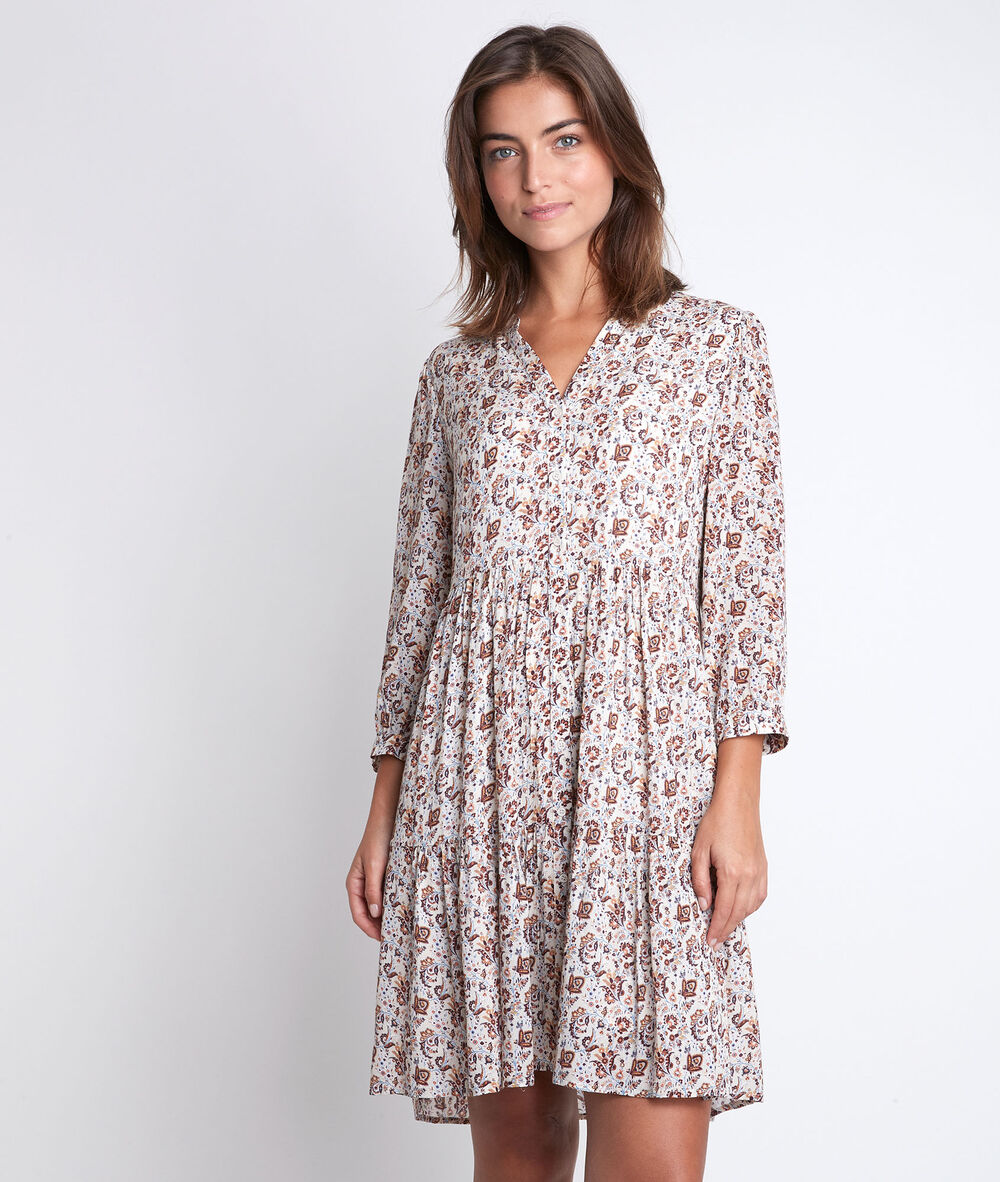 Nad&egrave;ge printed dress ecru.