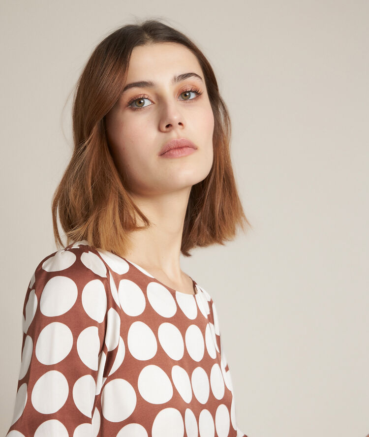 Rosie silk polka dot dress cinnamon.