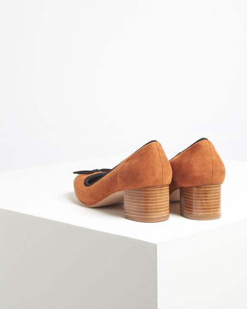 Kalista camel velvet-effect shoes with square heels camel.