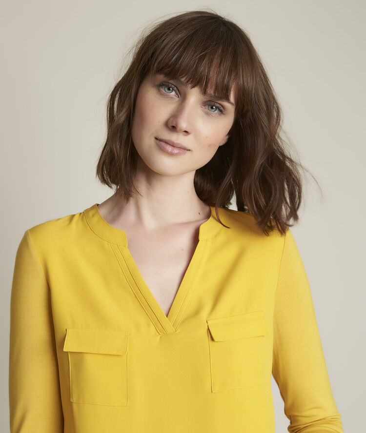 Genna yellow two-fabric blouse honey.