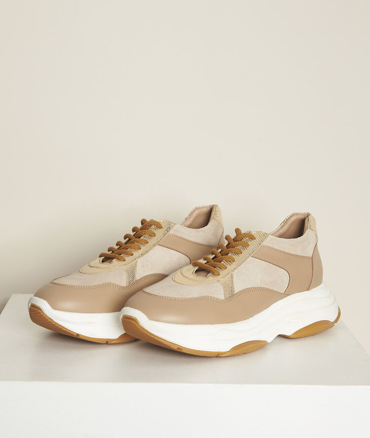 Nina leather platform trainers string.