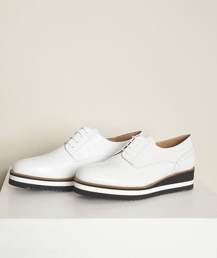 Naelle white platform sole derby shoes white.