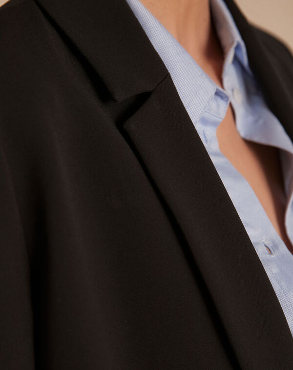 Florine microfibre long black double-breasted jacket black.