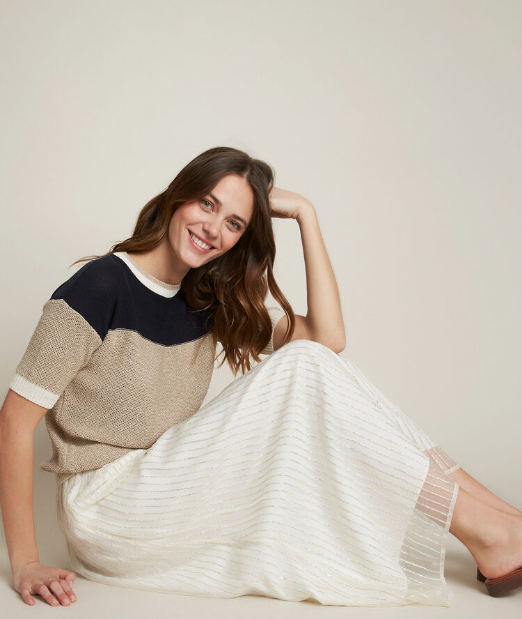 Devon striped pullover white.