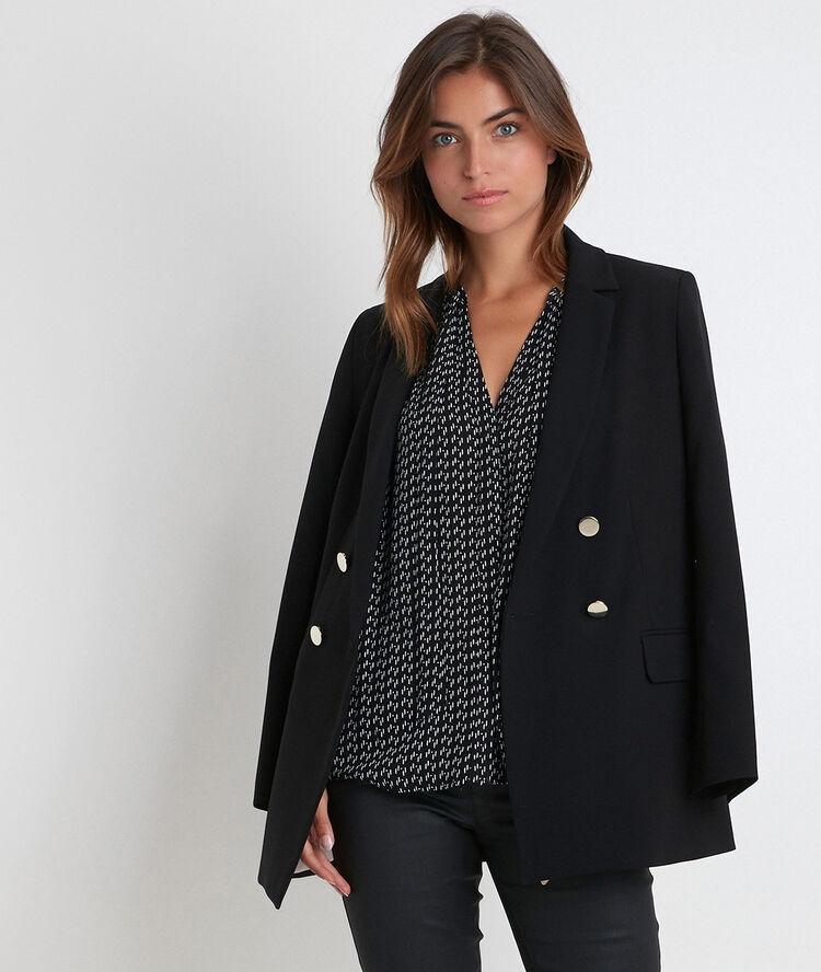 Joly printed pussybow blouse noir.