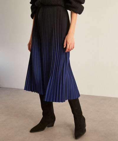 Fatel navy tie-dye pleated midi skirt PhotoZ | 1-2-3