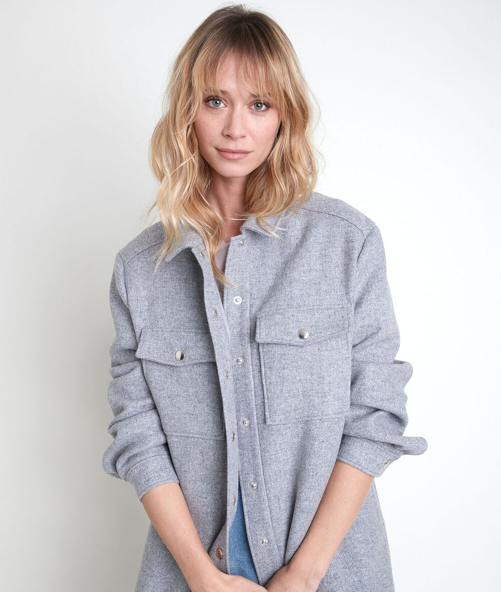 Jennifer patterned wool coat gris chine.
