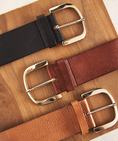 Estelle wide natural leather belt with chunky buckle  PhotoZ | 1-2-3