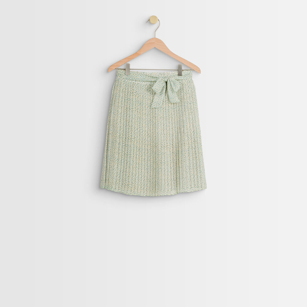 Gisèle printed pleated skirt celadon.