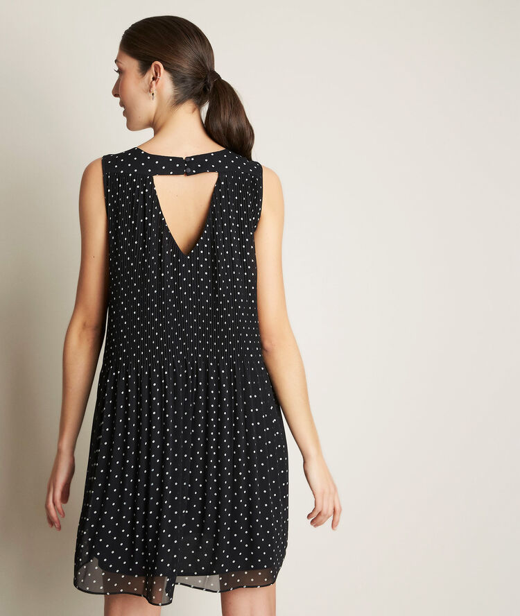 Carlota pleated polka dot dress noir.